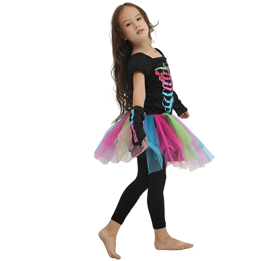children's rainbow skeleton costume