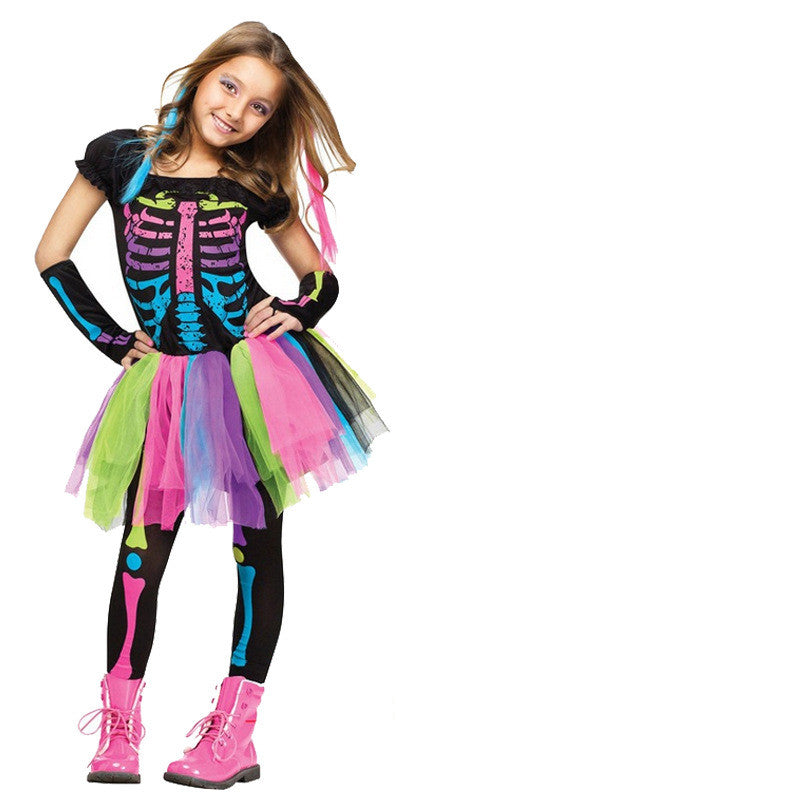 children's rainbow skeleton costume