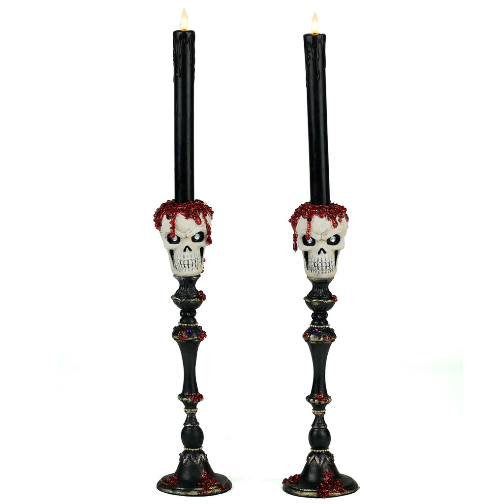 Skull Candlesticks Set of 2 | Halloween Decor | Katherine's Collection