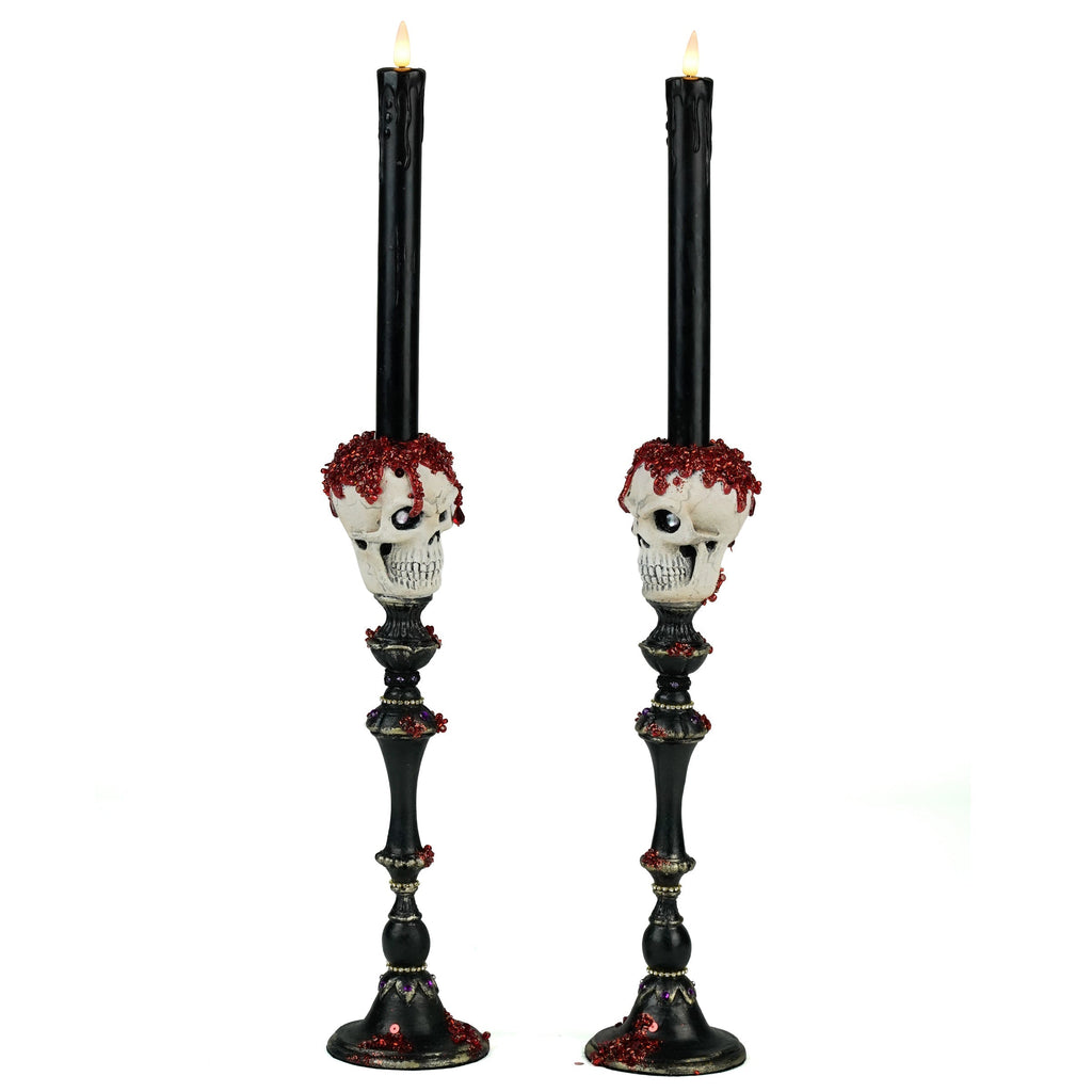 Skull Candlesticks Set of 2 | Halloween Decor | Katherine's Collection