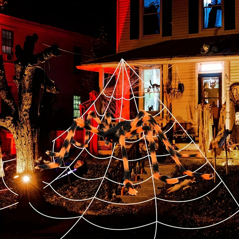200CM Halloween Plush Spider Decoration with Red Eyes