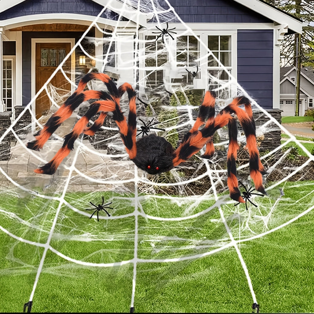 200CM Halloween Plush Spider Decoration with Red Eyes