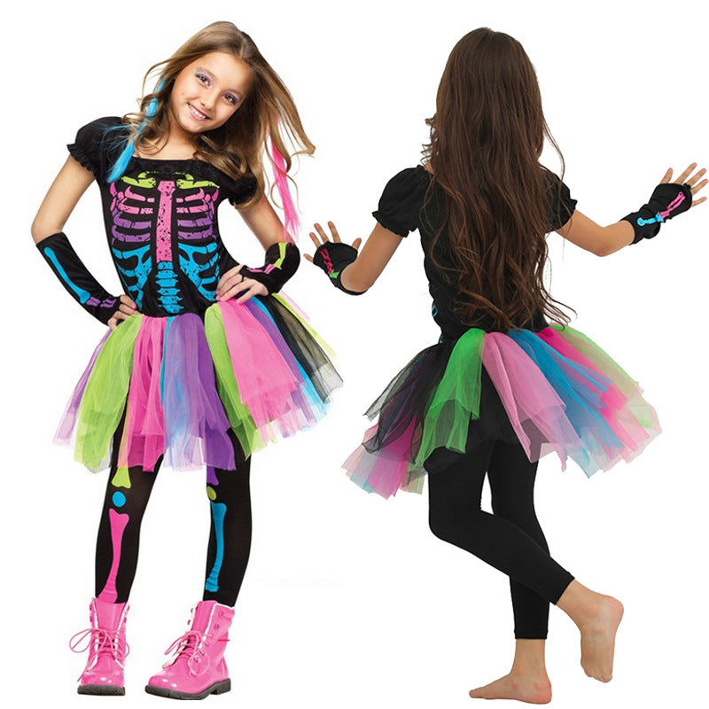 children's rainbow skeleton costume