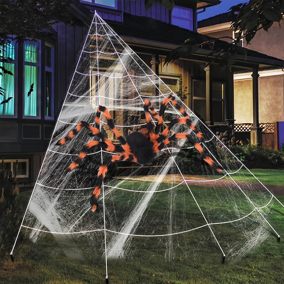 200CM Halloween Plush Spider Decoration with Red Eyes