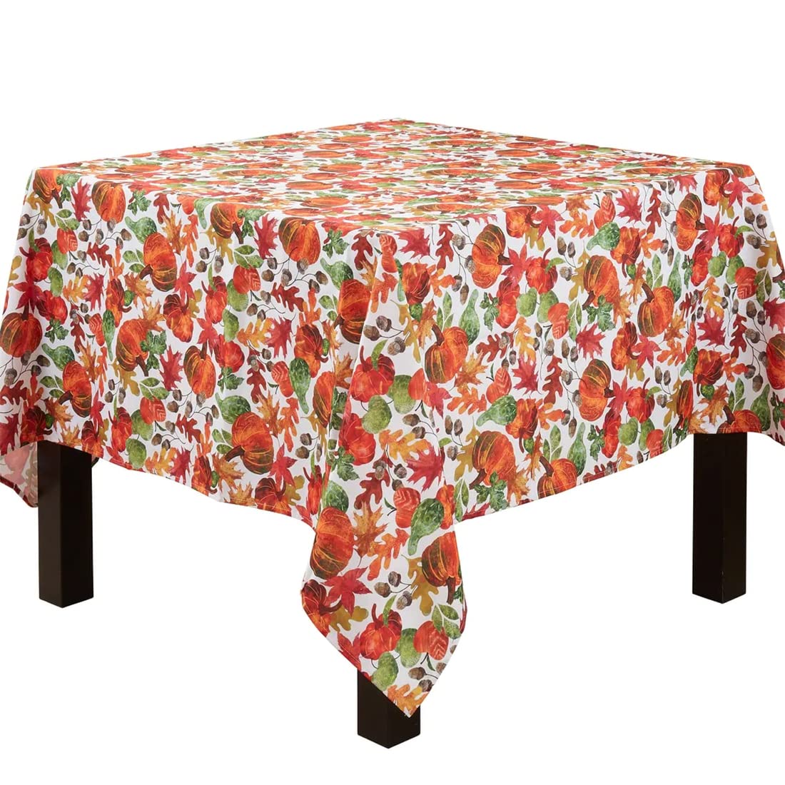 Fennco Styles Pumpkin Foliage Harvest Tablecloth - Multicolor Fall Leaves Table Cover for Thanksgiving, Seasonal Décor, Banquet, Family Gathering and Special Events