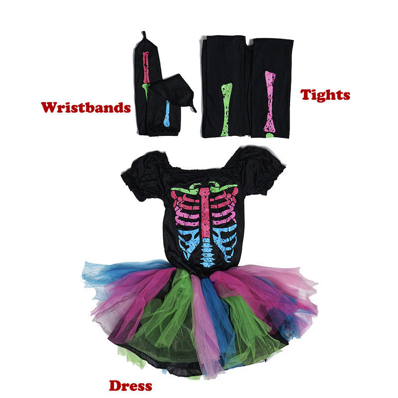children's rainbow skeleton costume