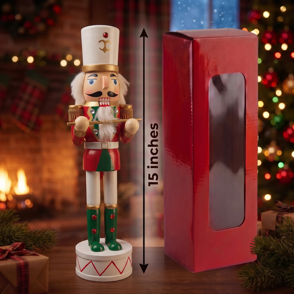 Christmas Nutcracker the Piper. Wizardi Classic Wooden Festive Decoration F07M14-32-N01819C