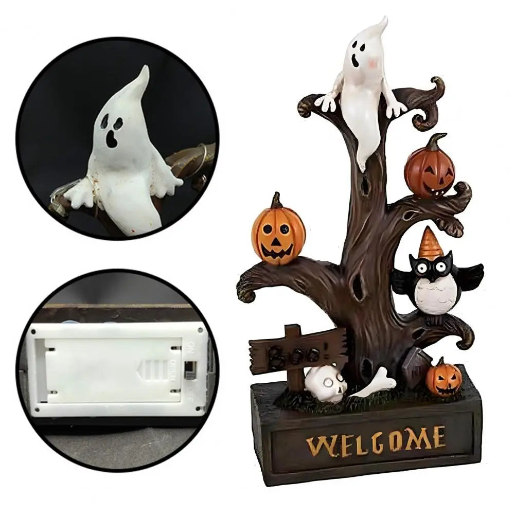 Halloween Pumpkin Ghost Tree Led Light Statue