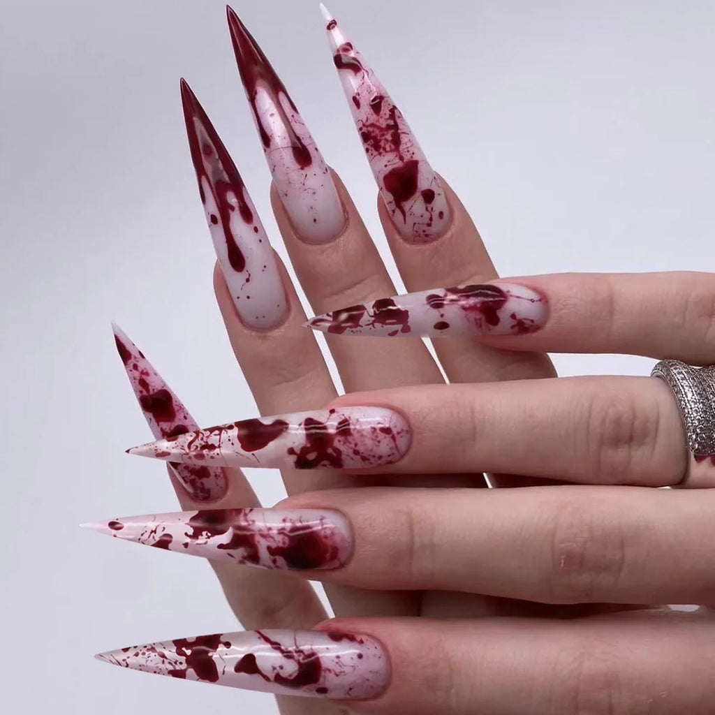 Halloween Spider Web Almond Stiletto Press-On Nails