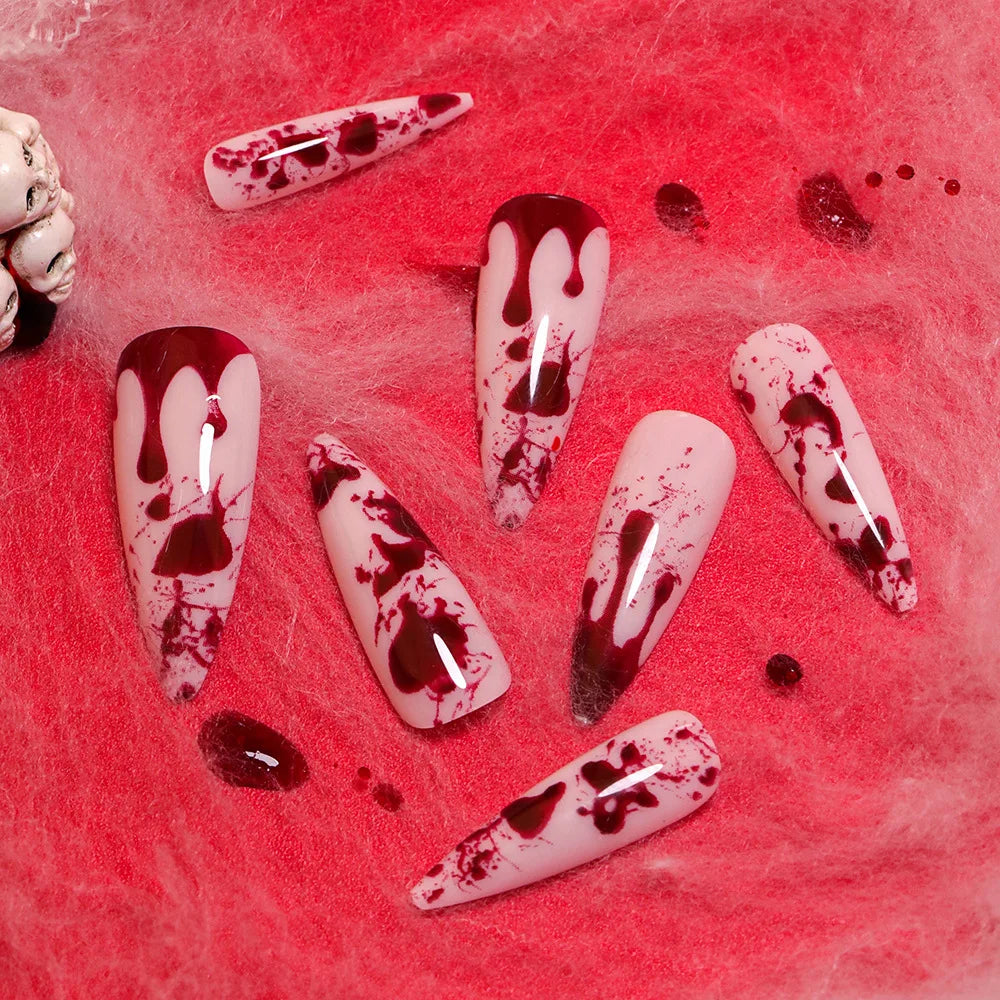 Halloween Spider Web Almond Stiletto Press-On Nails
