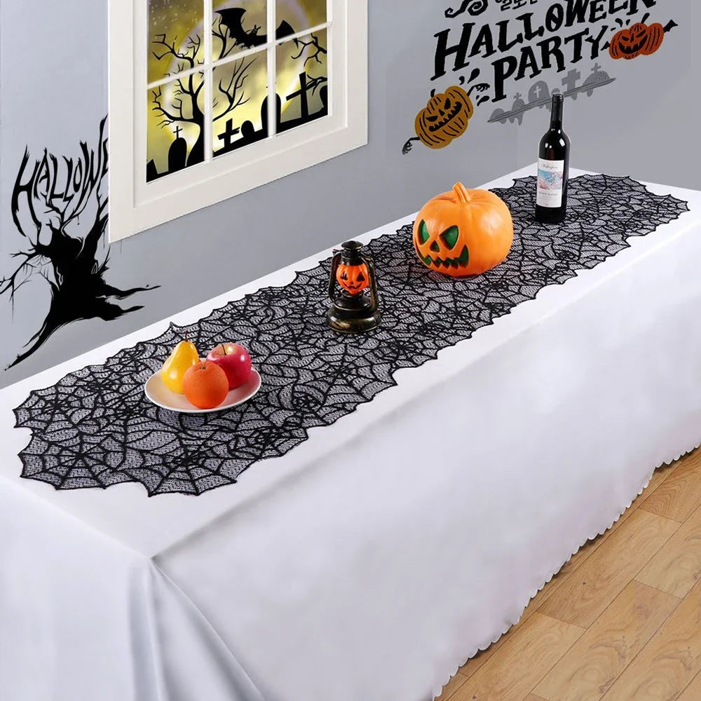 Halloween Spider Web Table Runner & Mantel Cover