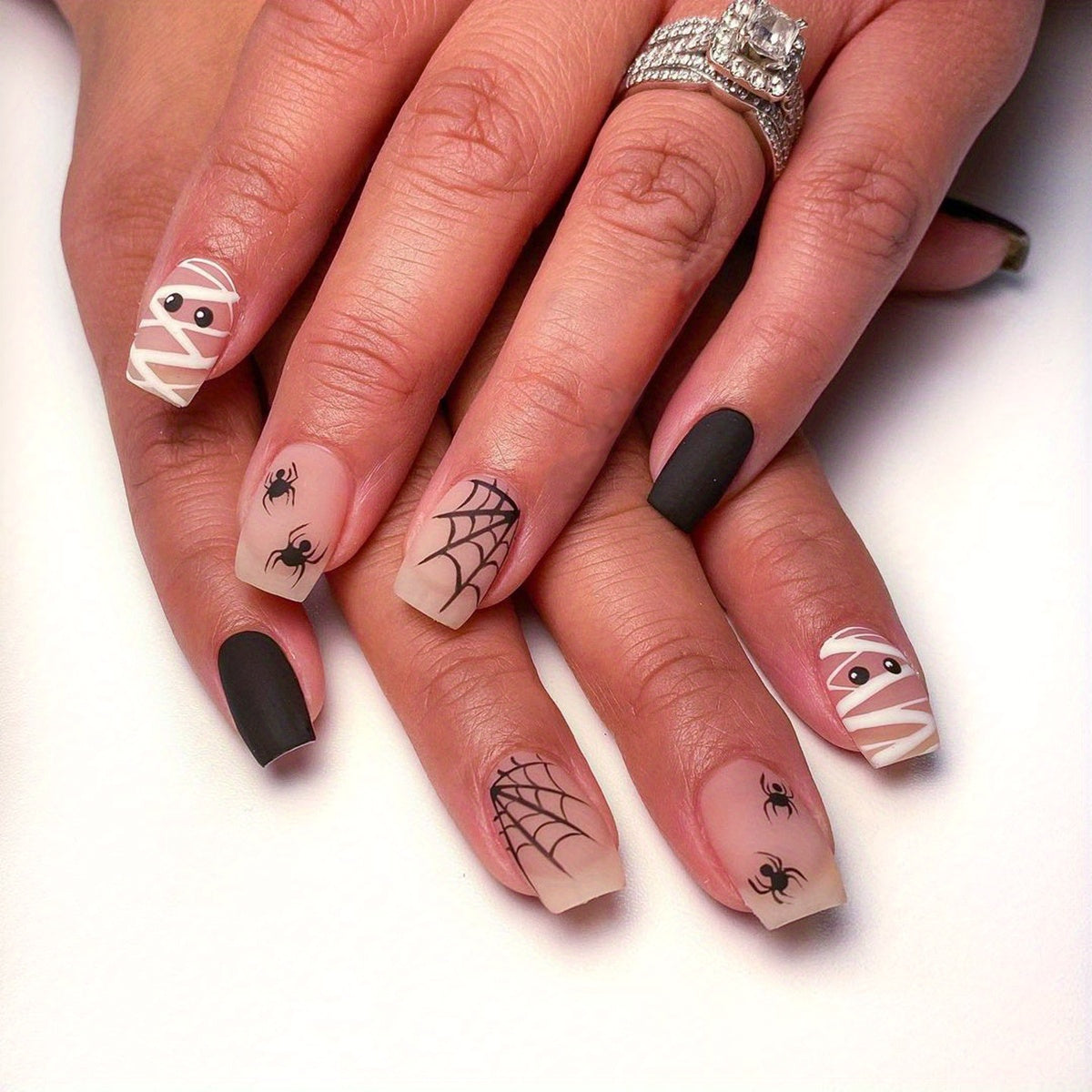 Spider Web Halloween Press On Nails