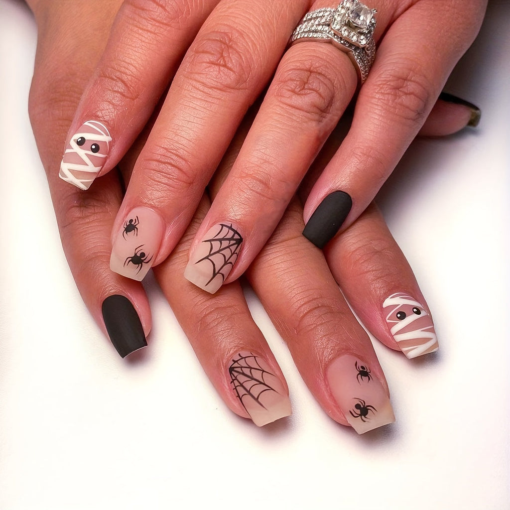 Spider Web Halloween Press On Nails