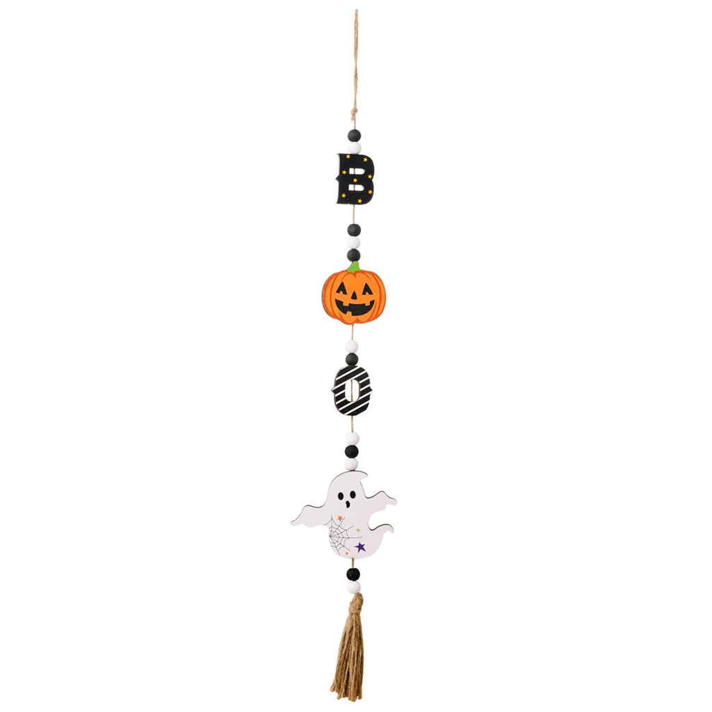 3pcs Halloween Wooden Bead Wreath Farmhouse Tree Pumpkin Spider Skeleton Ghost Plaque Wall Decoration Bead String