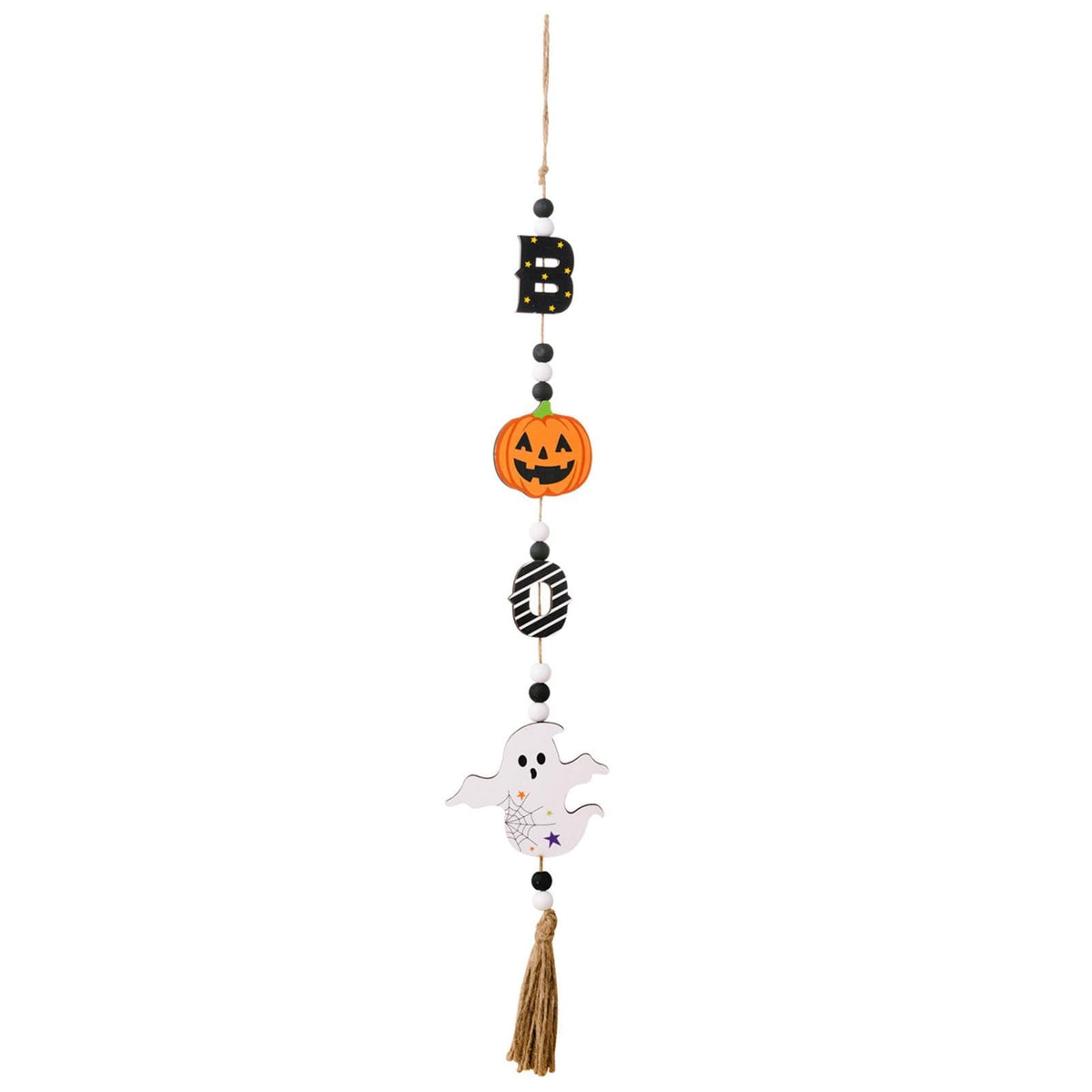 3pcs Halloween Wooden Bead Wreath Farmhouse Tree Pumpkin Spider Skeleton Ghost Plaque Wall Decoration Bead String