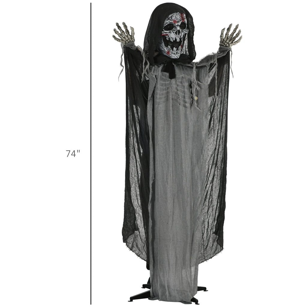Outsunny 74" Life Size Outdoor Halloween Skeleton Witch Decoration