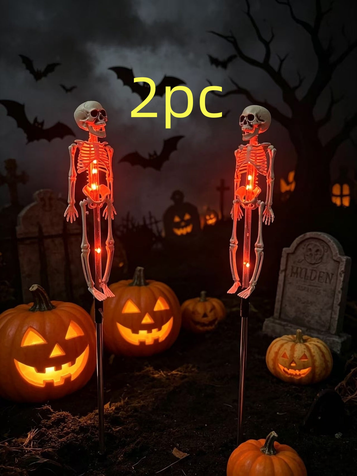 solar-powered Halloween skull lamp