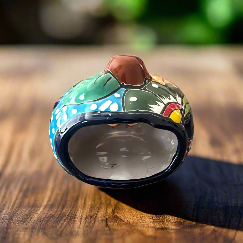 Mini Talavera Pumpkin | Handmade Mexican Jack-O'-Lantern