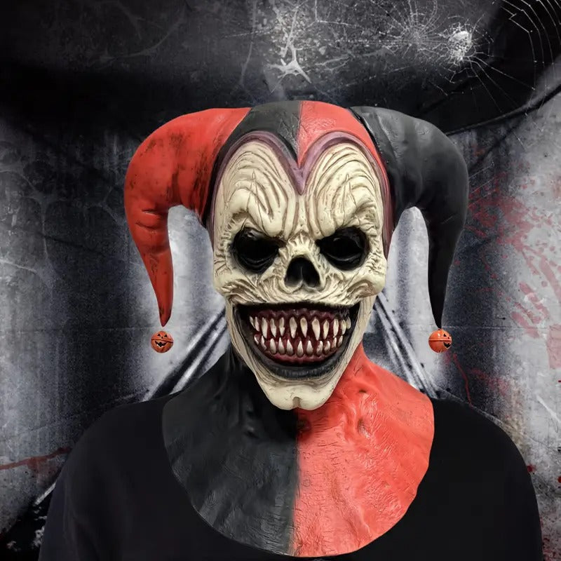 Joker Mask Halloween Two-Horned Clown Latex