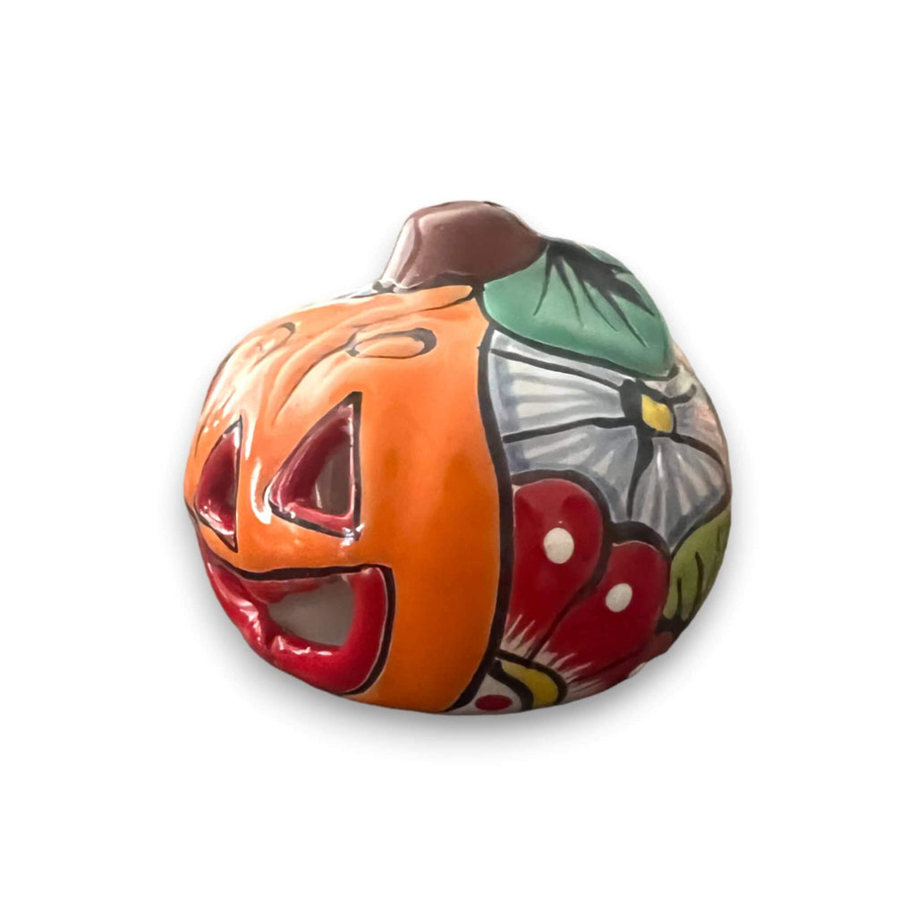 Mini Talavera Pumpkin | Handmade Mexican Jack-O'-Lantern